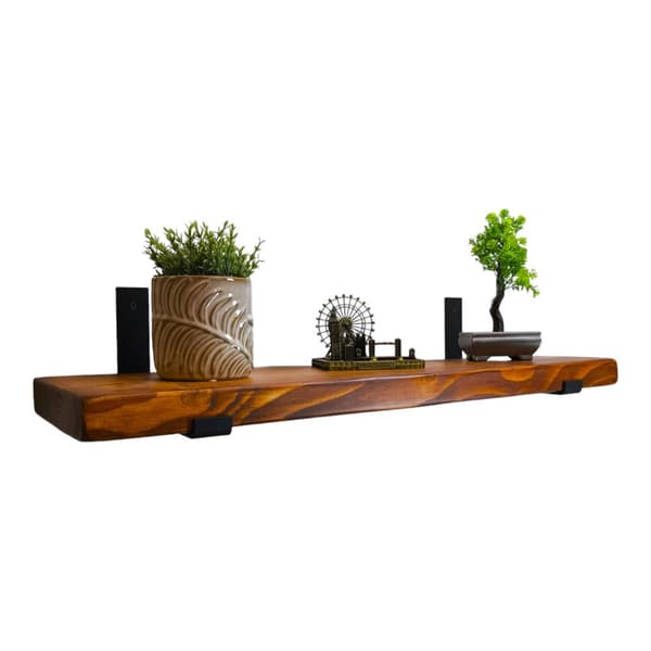 Tik trähyllsats 145 mm x 140 cm nedböjt fäste BD 145 mm mattsvart