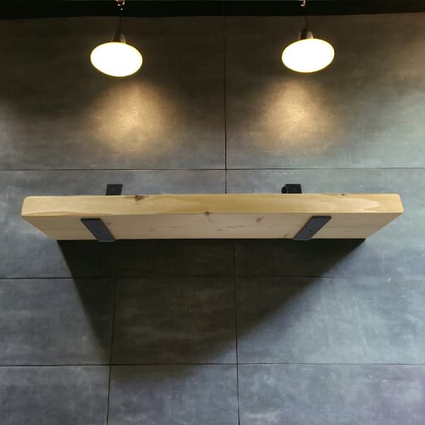 Sæt Træhylde Lys Eg 170mm x 20cm Beslag 2L 170mm Mat Sort