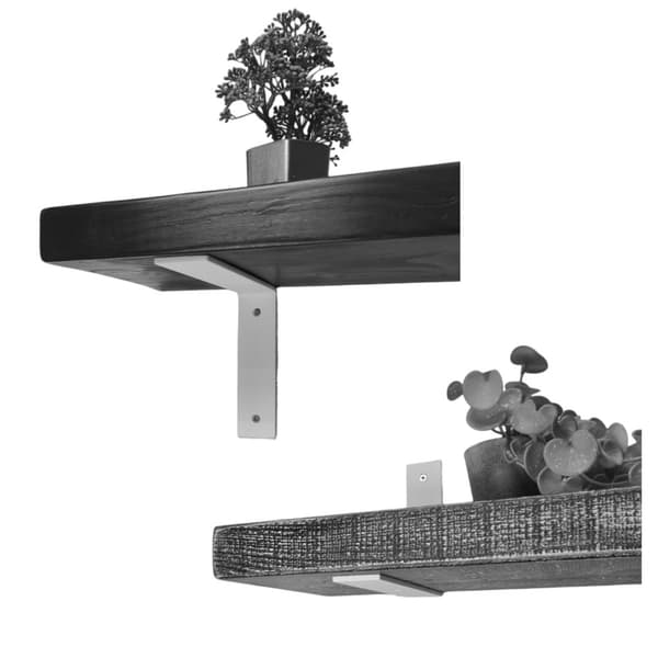 Monokrom træhyldesæt 220mm x 220cm Beslag 2L 220mm Mat Sort