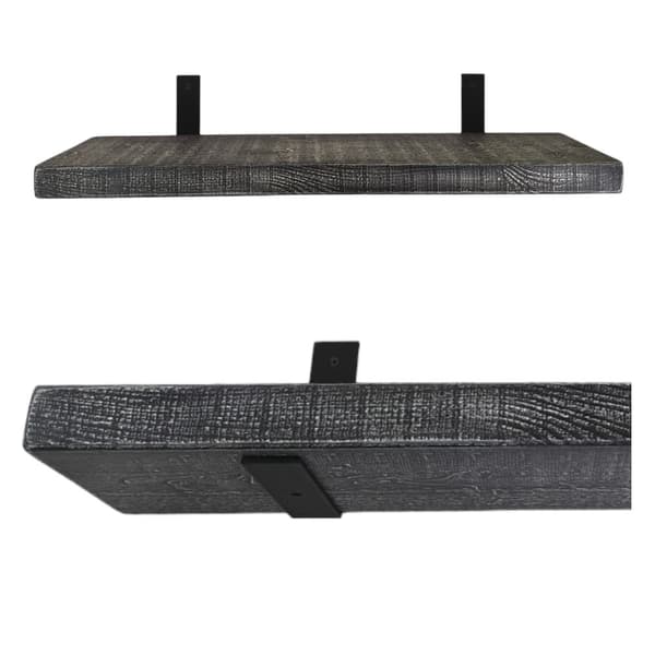 Monokrom træhyldesæt 220mm x 220cm Beslag 2L 220mm Mat Sort
