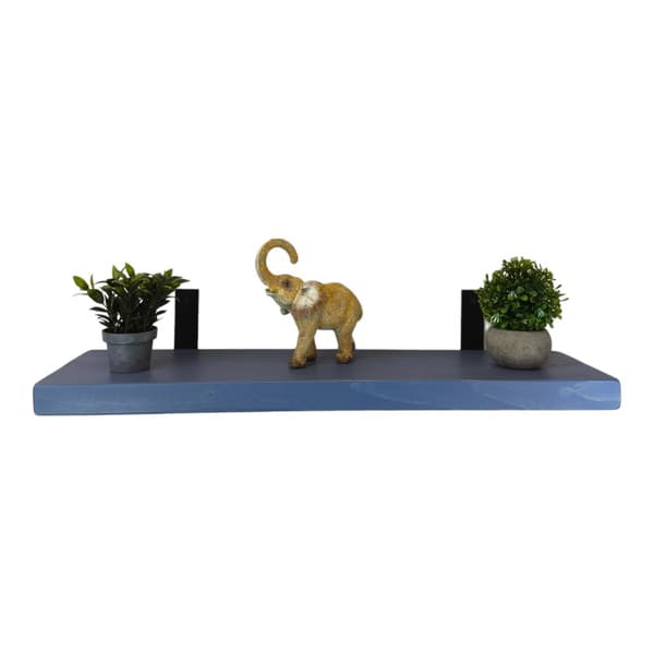 Sæt Træhylde Blå 220mm x 40cm Beslag 2L 220mm Mat Sort