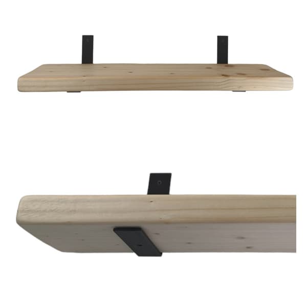 Sæt Træhylde Rå 220mm x 180cm Beslag 2L 220mm Mat Sort