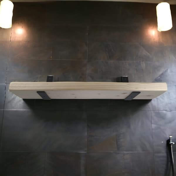 Sæt Træhylde Rå 220mm x 190cm Beslag 2L 220mm Mat Sort