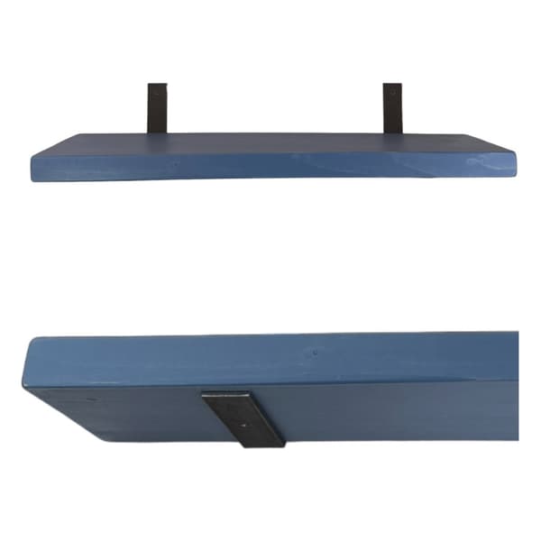 Sæt Træhylde Blå 220mm x 60cm Beslag 2L 220mm Rå