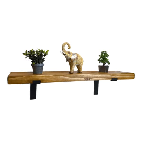 Set med trähylla Medium Ek 145mm x 100cm Uppåtböjt fäste BU 145mm Matt Svart