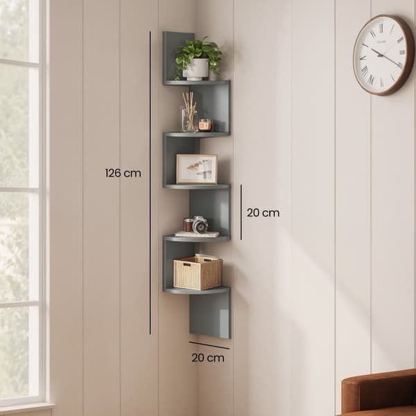 Corner Wall Shelf - 5 nivåer - flytande bokhylla - svart
