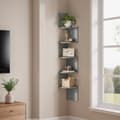 Miniatyrbild 1 av 5: Corner Wall Shelf - 5 nivåer - flytande bokhylla - svart