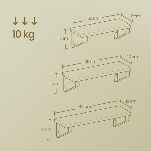 Flydende væghylder sæt med 3 - minimalistisk design