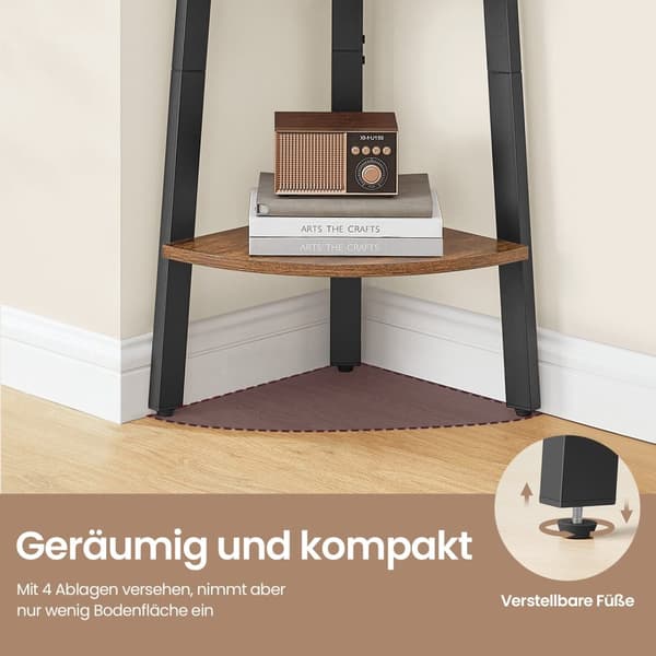 Corner Board - Industrielt design med 4 hylder, robust og stilfuld