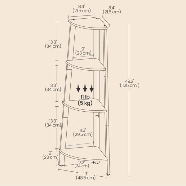 Corner Board - Industrielt design med 4 hylder, robust og stilfuld