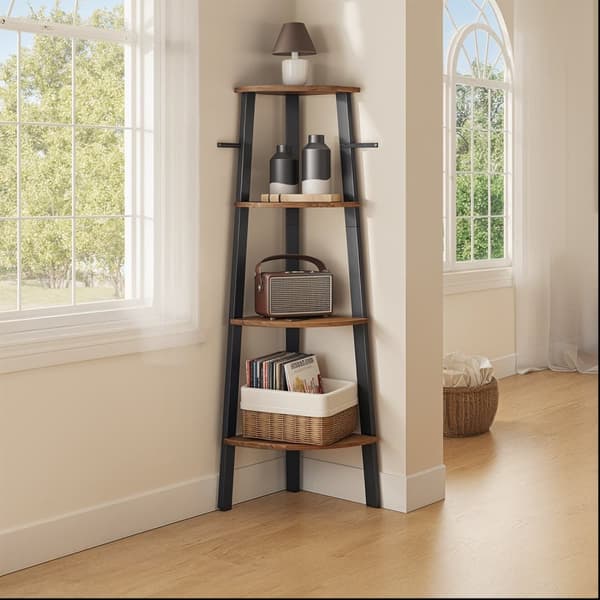 Corner Board - Industrielt design med 4 hylder, robust og stilfuld