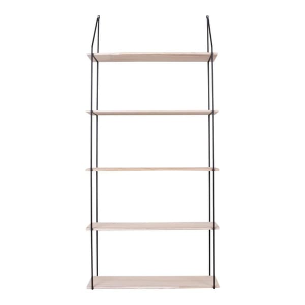 Hylde, Eindhoven, 65x17x145 cm, Sort / Natur