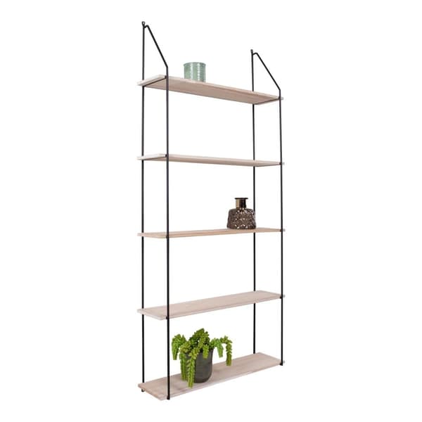 Hylde, Eindhoven, 65x17x145 cm, Sort / Natur