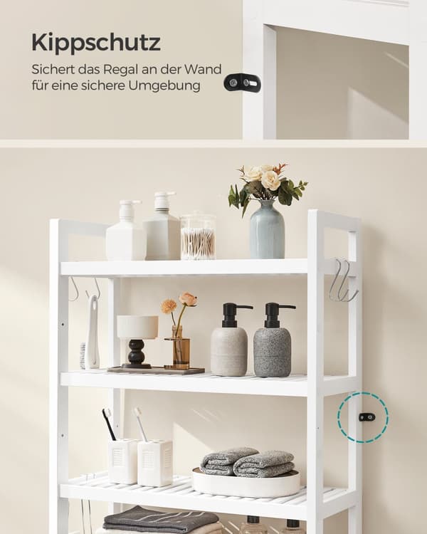 Toilet reol, SONGMICS, 26x63x185 cm, Naturlig beige.