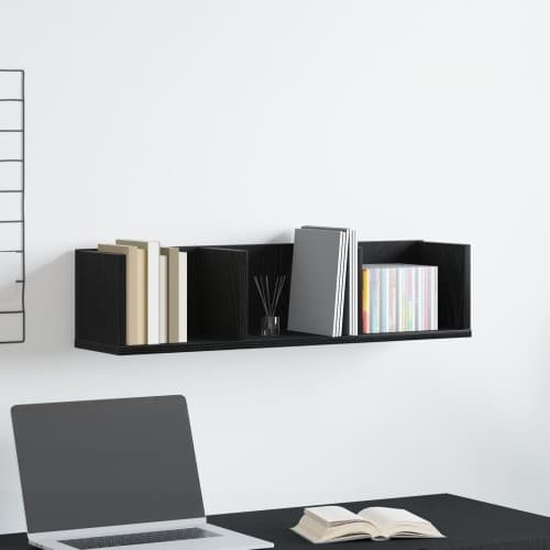 CD Vägghylla Svart Ek 75x18x18 cm Byggd av trä