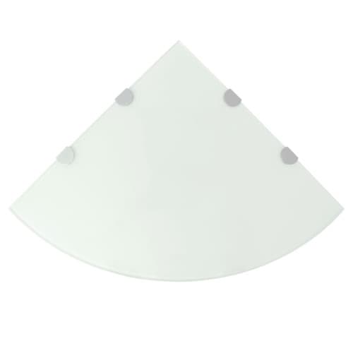 Hörnhylla glas med förkromade hyllkonsoler vit 45x45 cm