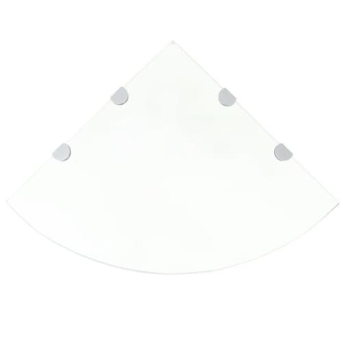 Hörnhylla glas med förkromade hyllkonsoler genomskinlig 45x45cm