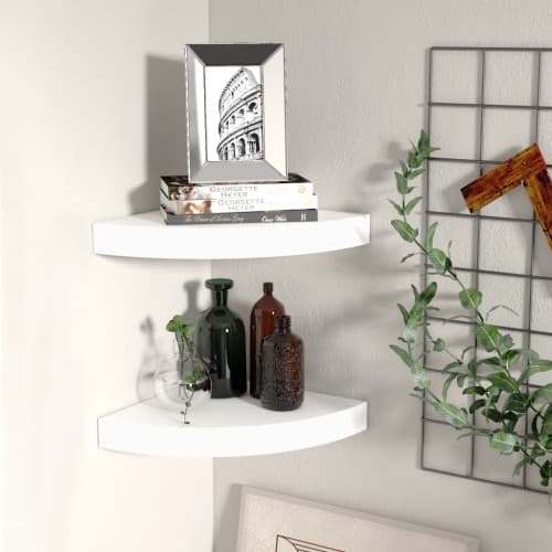Svävande hörnhyllor 2 st vit 25x25x3,8 cm MDF