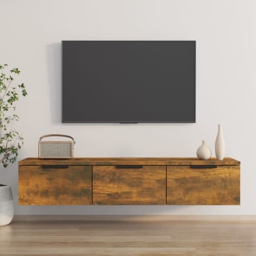 Väggskåp rökfärgad ek 102x30x20 cm konstruerat trä