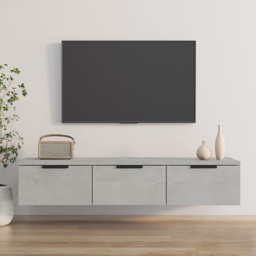 Väggskåp betonggrå 102x30x20 cm konstruerat trä