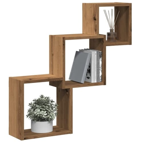 Vägghyllor kub artisan ek 68x15x68 cm konstruerat trä