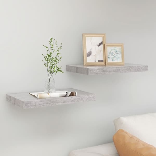 Svävande vägghyllor 2 st betonggrå 40x23x3,8 cm MDF