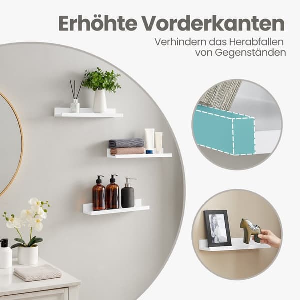 Væg hylde sæt på 3, flydende hylde til fotorammer og dekorationer, hylde til stue