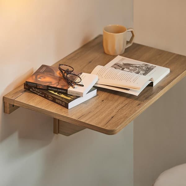 Väggmonterat dropplöv-bord, FWT03-PF, 60x40 cm, Brun
