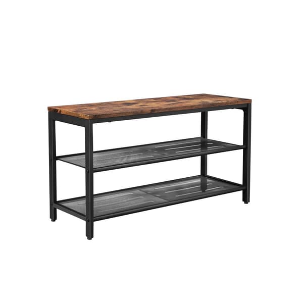 Skob�nk med 2 gitterhylder i industriel stil