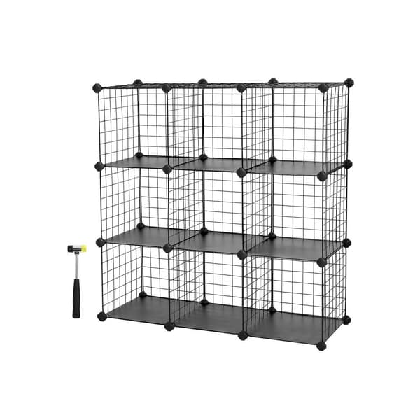 Boltefri reol 9 gitterterninger sorte