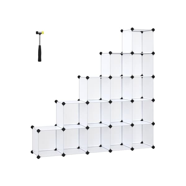 Boltløst hyllesystem 16 kuber hvitt