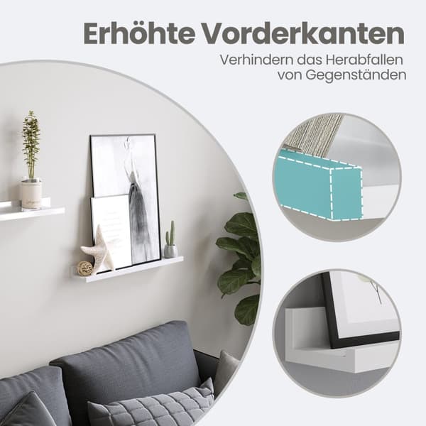Væghyldesæt, SONGMICS LWS60WT, 60x10 cm, Hvid