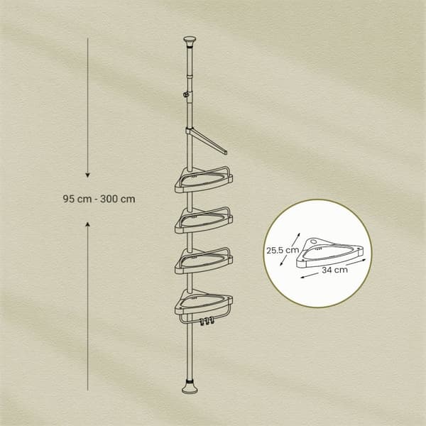Duschhylla, SONGMICS BCB02SW, 95-300 cm, Vit-Silver