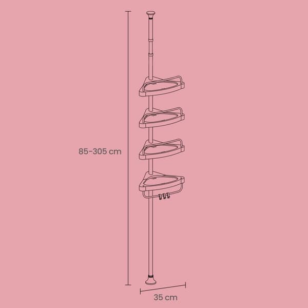 Duschhylla, 35x25x85-305 cm, Vit