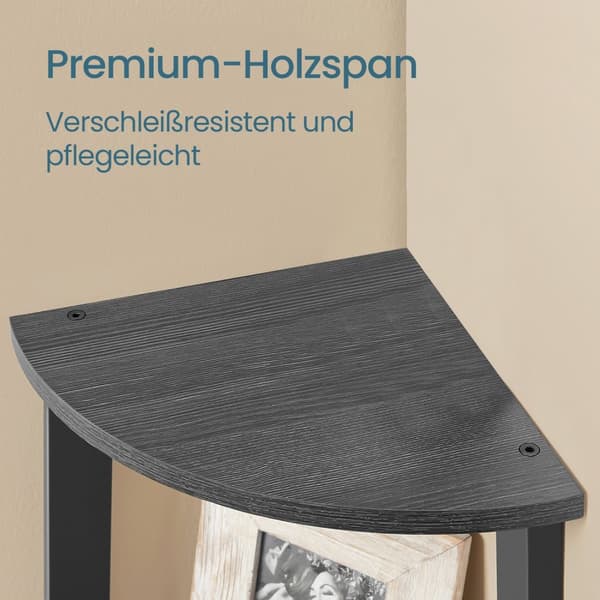 Hjørnehylde, Bogreol med 5 niveauer, 37,2x37,2x159 cm, Antracitgrå-Mat Sort