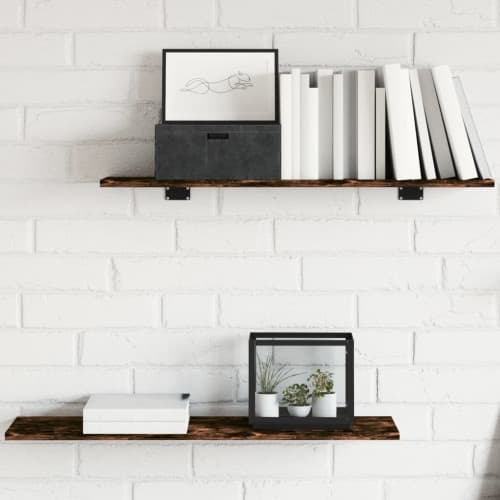 Vägghyllor 4 st rökfärgad ek 80x20x1,5 cm konstruerat trä