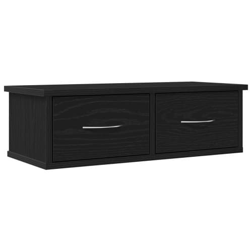 Vägghylla med lådor svart ek 60x26x18,5cm konstruerat trä