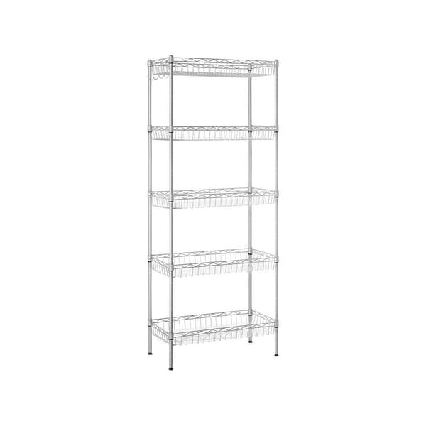 Keittiön hylly 60 x 30 x 150 cm hopea