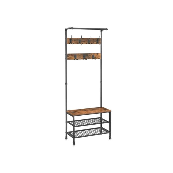 Garderobe med gitterhylder i industriel stil