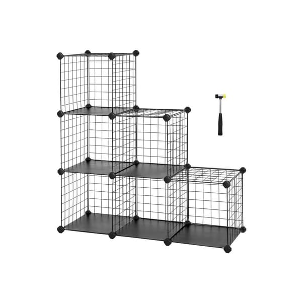 Boltefri reol 6 gitterterninger sorte
