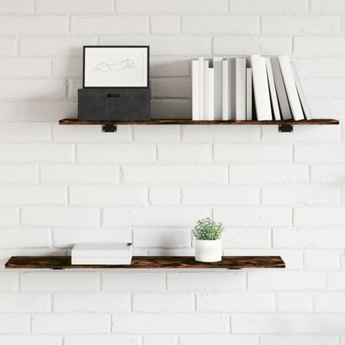 Vägghyllor 4 st rökfärgad ek 100x20x1,5 cm konstruerat trä