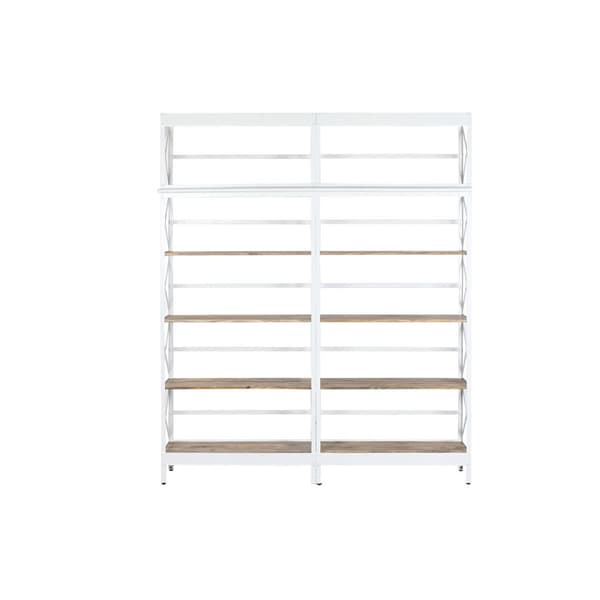Hyller Home ESPRIT Hvit Naturell Metall Treverk av mangotre 180 x 35 x 220 cm