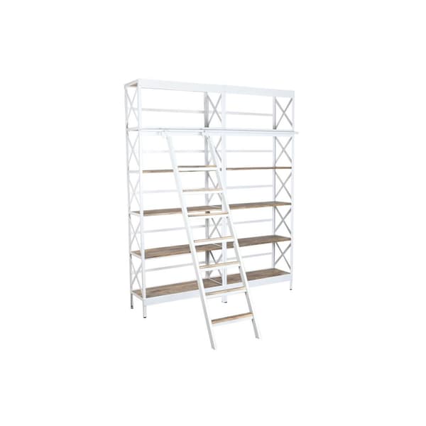 Hyller Home ESPRIT Hvit Naturell Metall Treverk av mangotre 180 x 35 x 220 cm