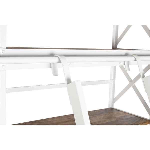 Hyller Home ESPRIT Hvit Naturell Metall Treverk av mangotre 180 x 35 x 220 cm