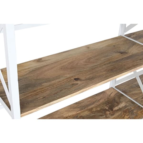Hyller Home ESPRIT Hvit Naturell Metall Treverk av mangotre 180 x 35 x 220 cm