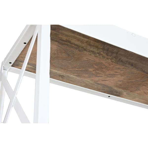 Hyller Home ESPRIT Hvit Naturell Metall Treverk av mangotre 180 x 35 x 220 cm