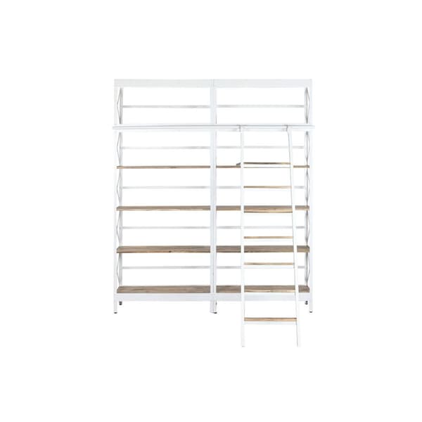 Hyller Home ESPRIT Hvit Naturell Metall Treverk av mangotre 180 x 35 x 220 cm