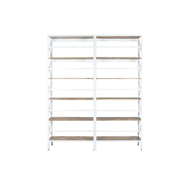 Hyller Home ESPRIT Hvit Naturell Metall Treverk av mangotre 180 x 35 x 220 cm