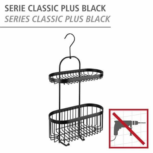 Duschhylla - Classic Plus - 2 plan - Rostskyddsstål - 26,5x47x12,5 cm - Svart