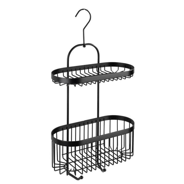 Duschhylla - Classic Plus - 2 plan - Rostskyddsstål - 26,5x47x12,5 cm - Svart